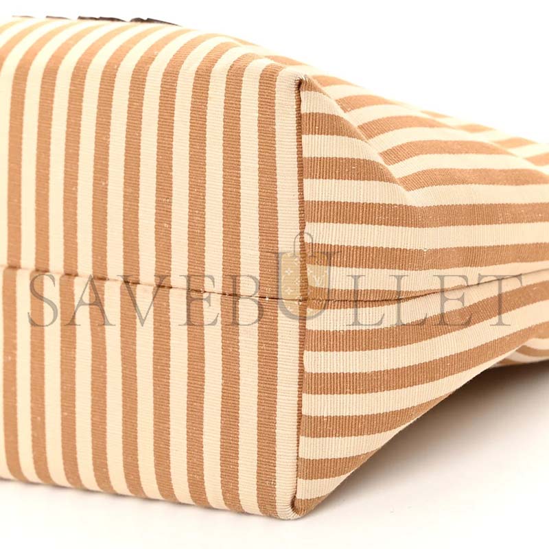 MIU MIU COTTON LINEN CALFSKIN STRIPED MINI SPIRIT CIRE BAG 5NE841 (18.5*14*10cm)